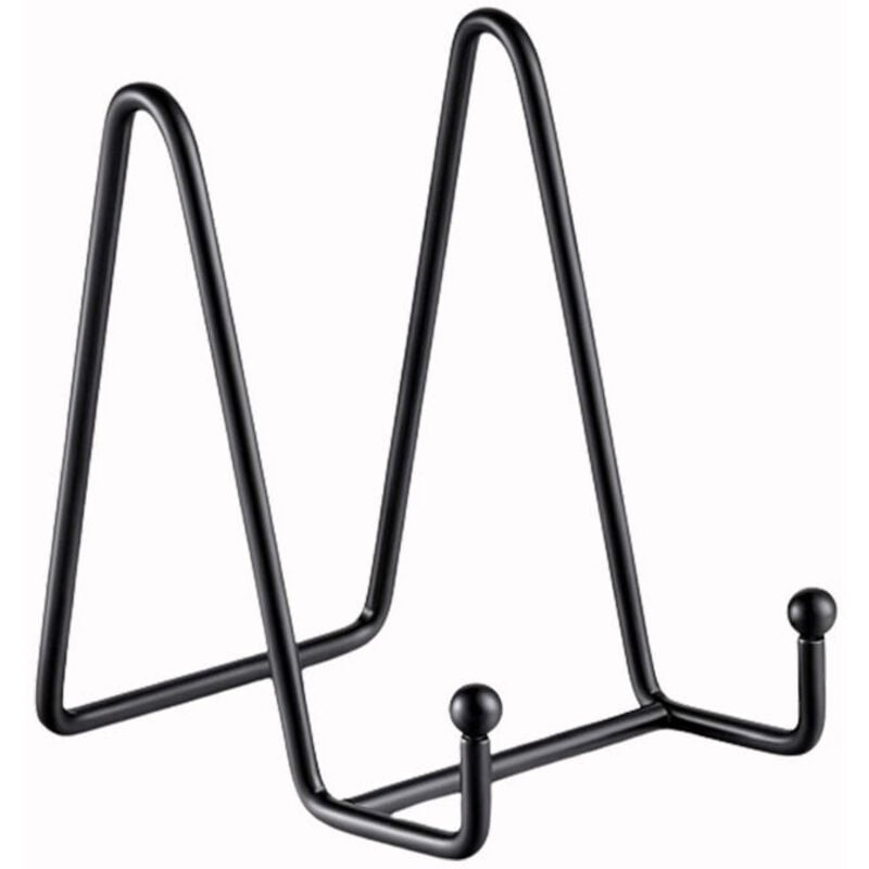 foto del prodotto supporto a cavalletto per piatto espositivo - supporto per piatto decorativo in metallo nero - supporto per cornice per foto da tavolo - supporto per