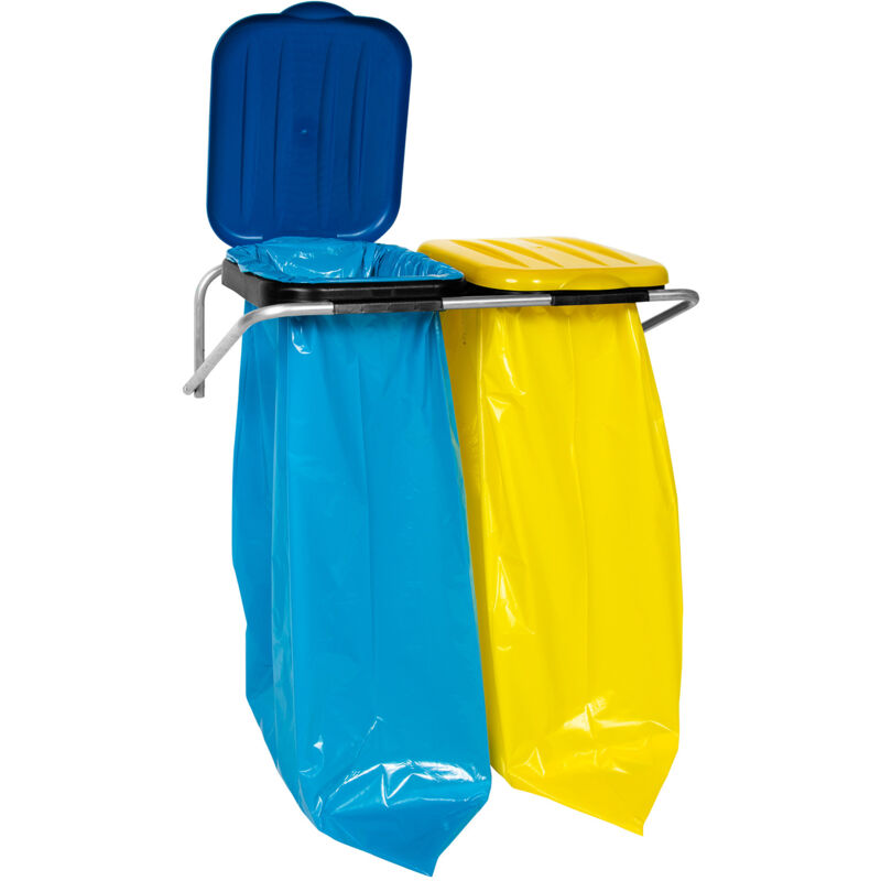 foto del prodotto supporto a muro per raccolta differenziata, 2 colori sacchi 120l