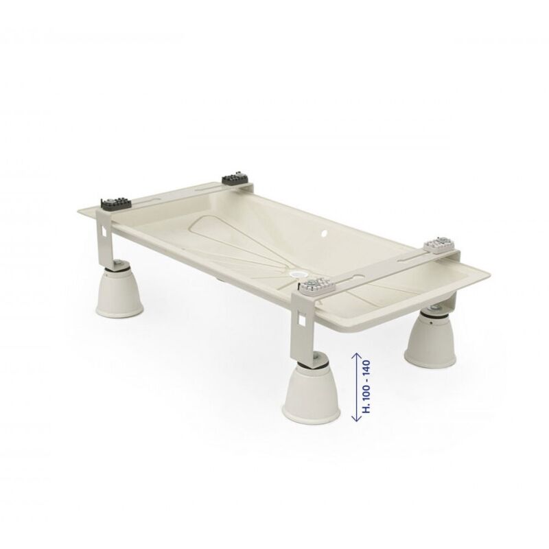 foto del prodotto supporto a pavimento infinity con bacinella blue river ivory 1050x400 e piedino genius 1000r regolabile scd500013