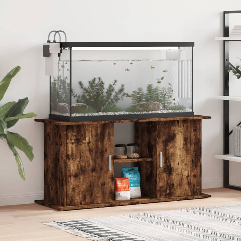 foto del prodotto supporto acquario 121x41x58 cm in legno multistrato rovere fumo vidaxl