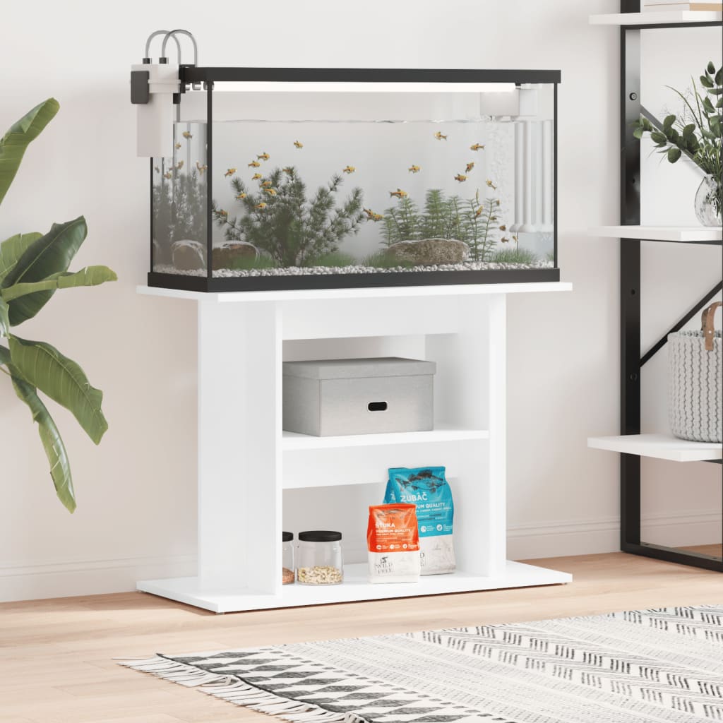 foto del prodotto supporto acquario 80x35x60cm in legno multistrato bianco lucidocod mxl 102465