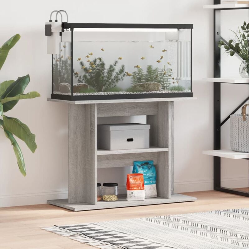 foto del prodotto supporto acquario 80x35x60cm in legno multistrato grigio sonoma vidaxl