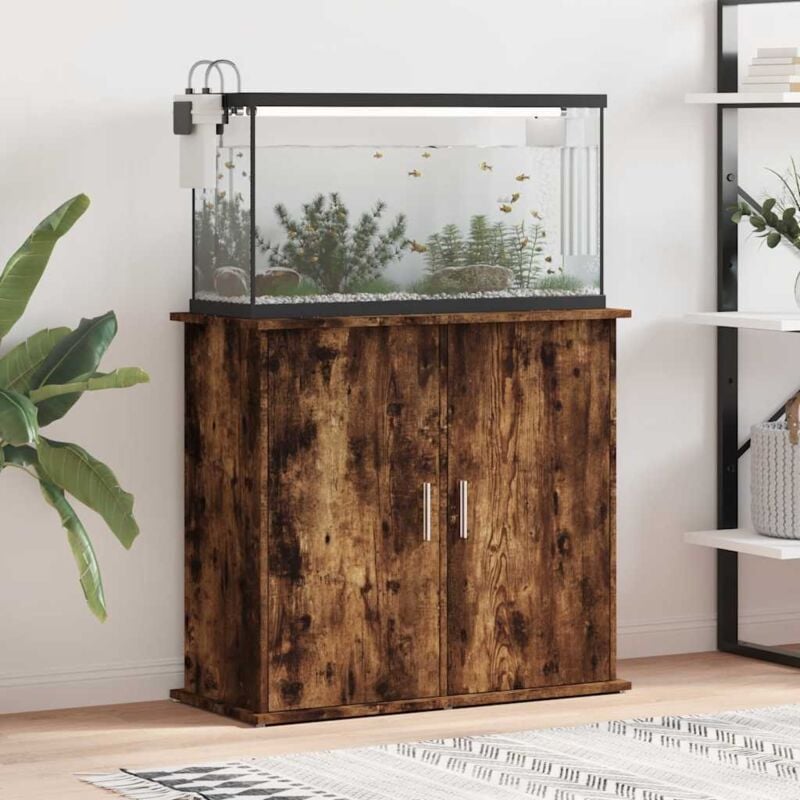 foto del prodotto supporto acquario 81x36x73 cm in legno multistrato rovere fumo vidaxl