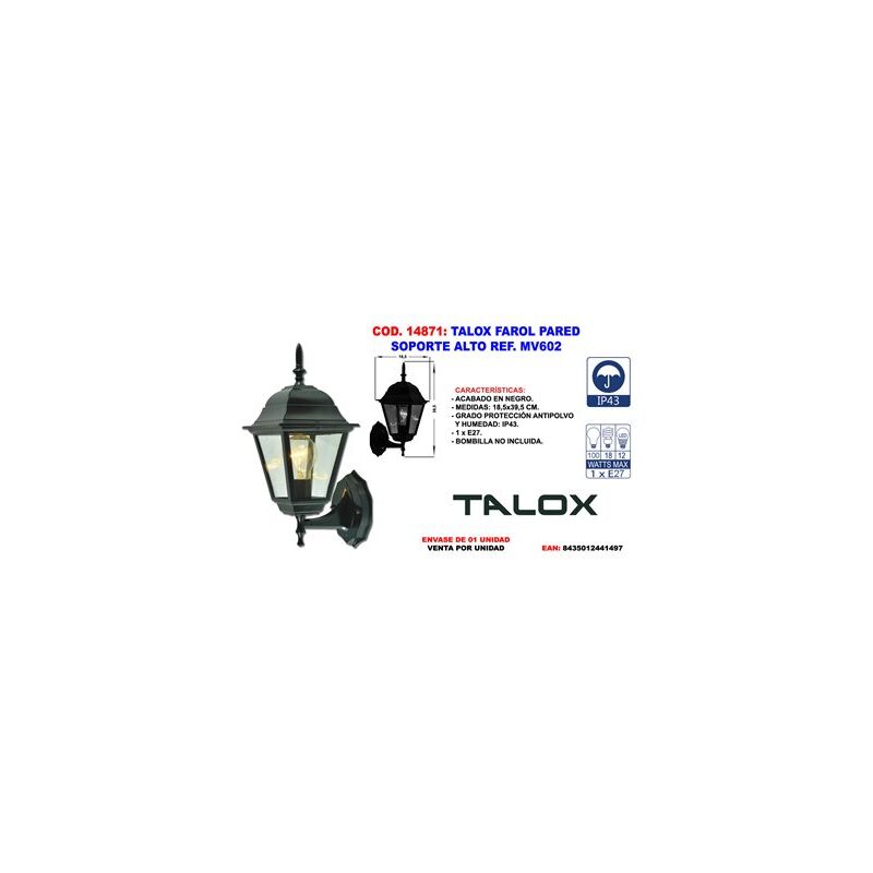 immagine 0 del prodotto supporto alto per lanterna da parete talox ref. mv602