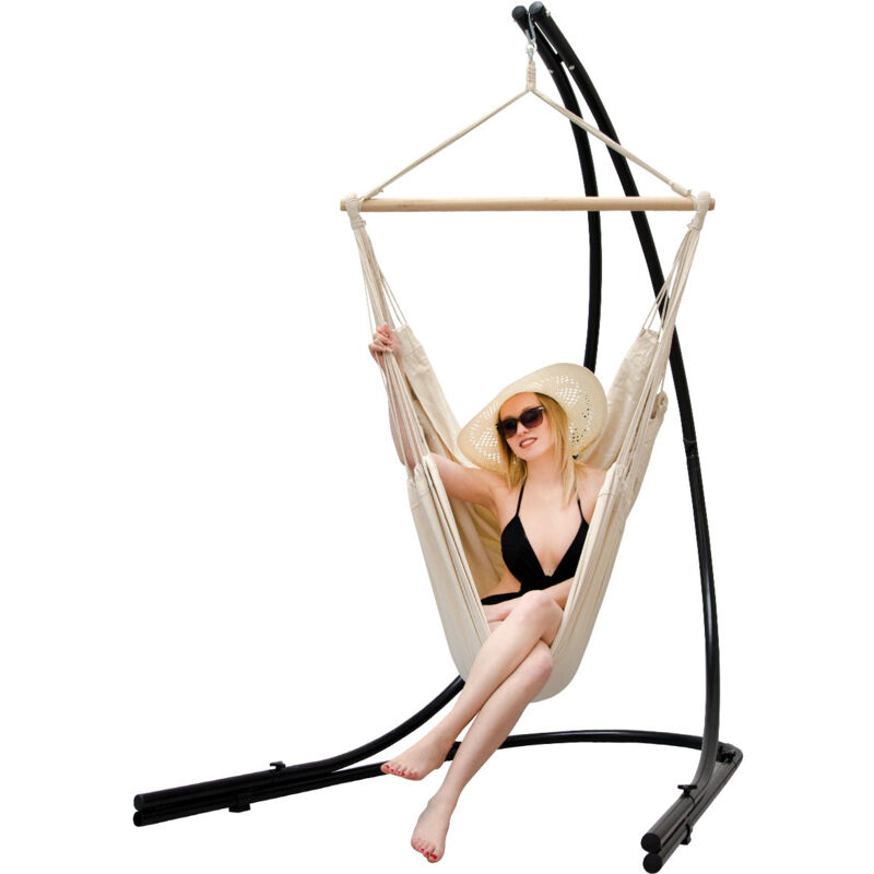 foto del prodotto supporto amaca con xxl sedia sospesa 360 poltrona dondolo giardino beige