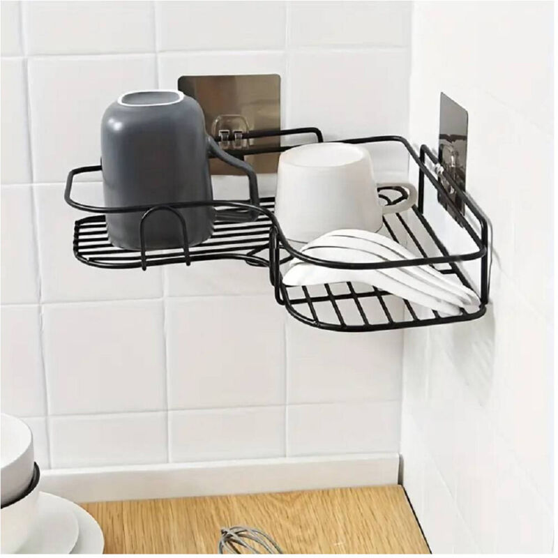 foto del prodotto supporto angolare da parete mensola da appendere senza punzonatura bagno cucina trade shop traesio