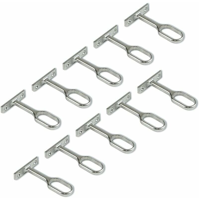 foto del prodotto supporto centrale per asta ovale per guardaroba, nichelato, set da 10