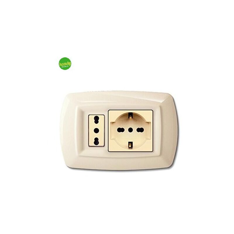 foto del prodotto supporto centrato 2 posti 3 moduli tond q avorio