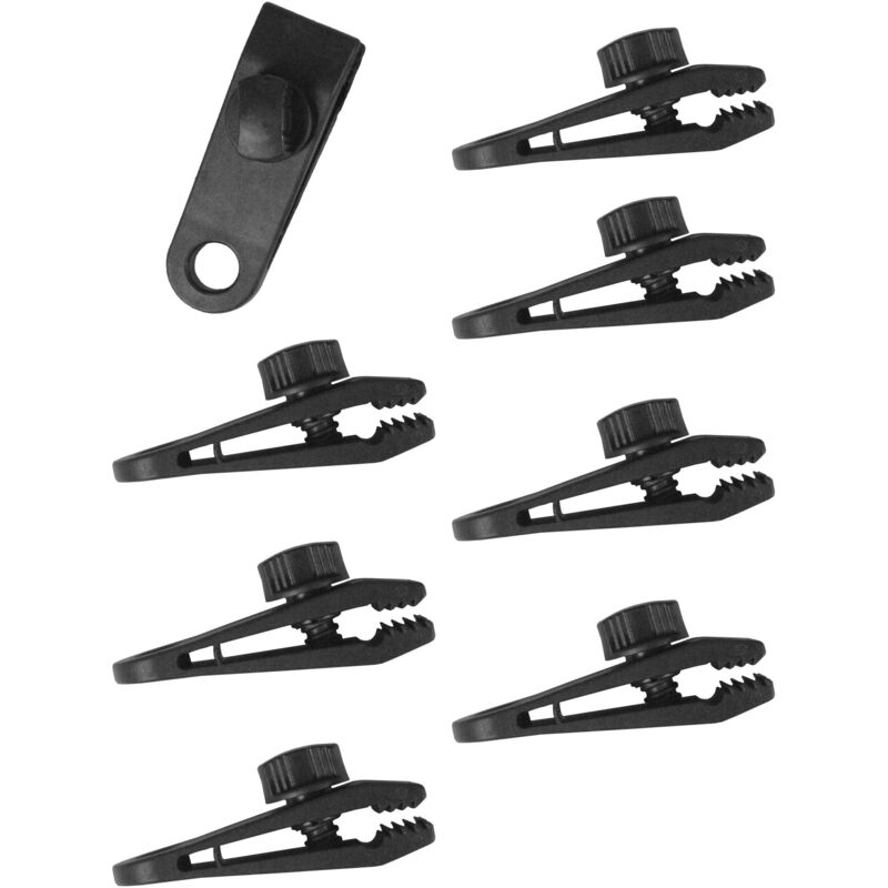 foto del prodotto supporto, clip di fissaggio per teloni o tende, set 8 pezzi, nero, 8,3 x 2,6 x 2,8 cm, 07010, verde, 8 stk windhager