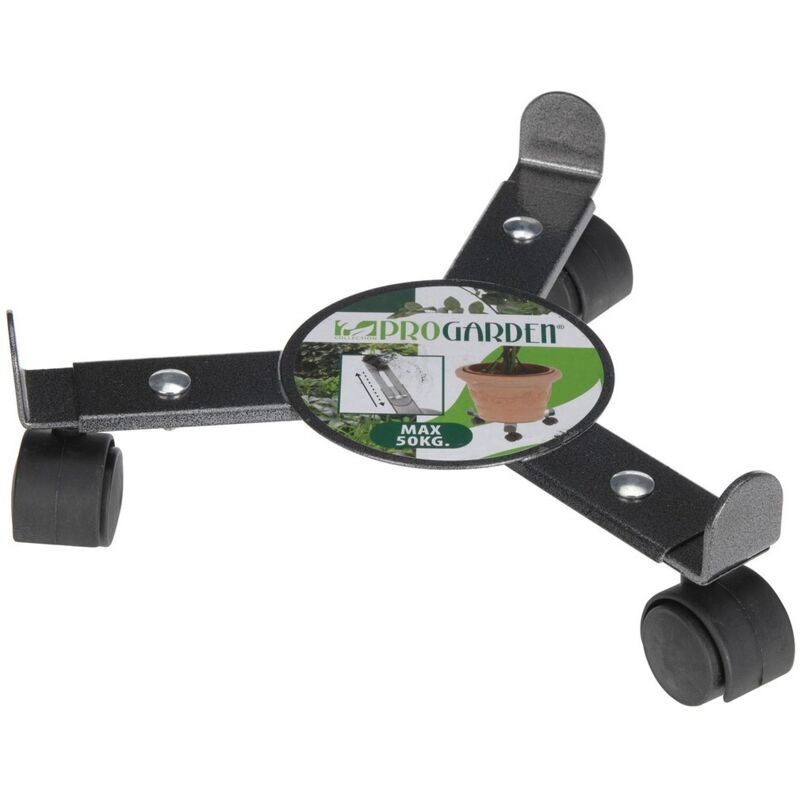 foto del prodotto supporto con ruote per vasi regolabile grigio metallo 30 cm 