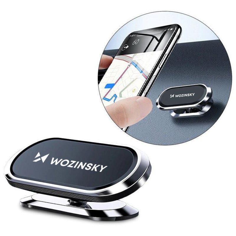 foto del prodotto supporto da auto adesivo magnetico girevole a 360 per cruscotto, argento