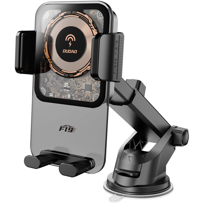 foto del prodotto supporto da auto con morsetto f19 per telefono con caricatore induttivo da 15 w, nero