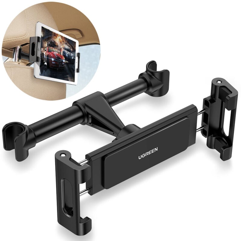 foto del prodotto supporto da auto per smartphone o tablet da agganciare al poggiatesta, nero