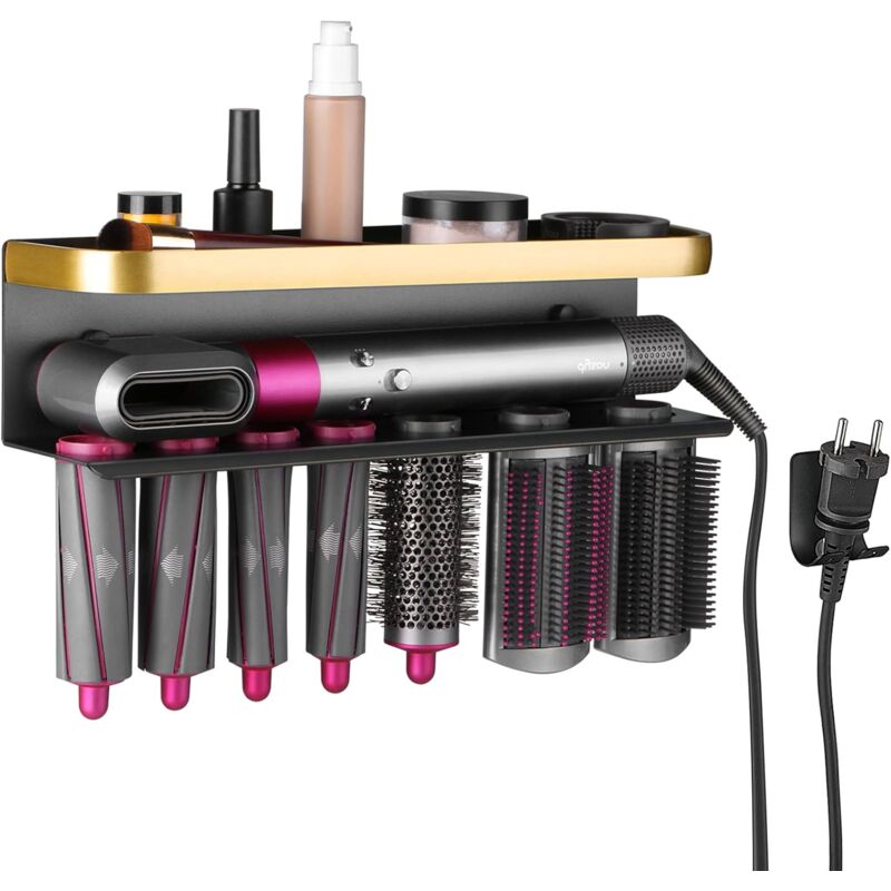 foto del prodotto supporto da parete per asciugacapelli dyson stazione di supporto per asciugacapelli senza trapano per supporto dyson airwrap, organizer con adesivo