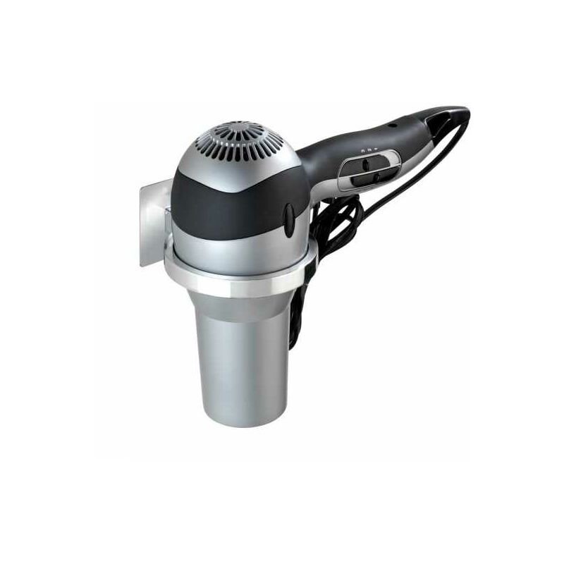 foto del prodotto supporto da parete per asciugacapelli quadro, porta asciugacapelli da parete senza foratura turbo loc , acciaio inox, 13x7x12,5 cm, lucido wenko