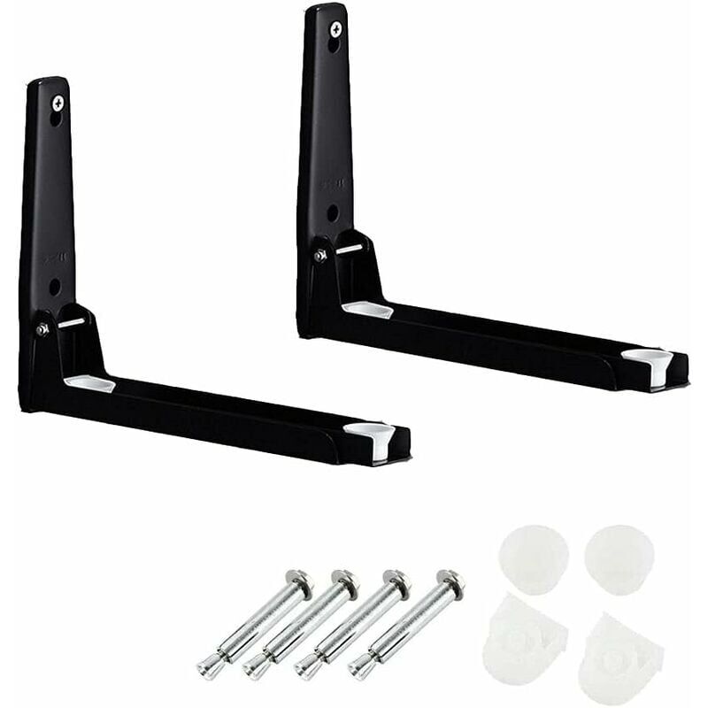 foto del prodotto supporto da parete per microonde, acciaio inox nero, peso massimo 50 kg, adatto a tutti i forni a microonde