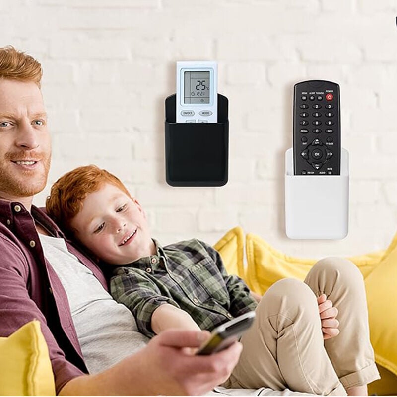 foto del prodotto supporto da parete per telecomando, confezione da 2, autoadesivo, universale, organizer per telecomando, supporto da parete per ufficio, camera da