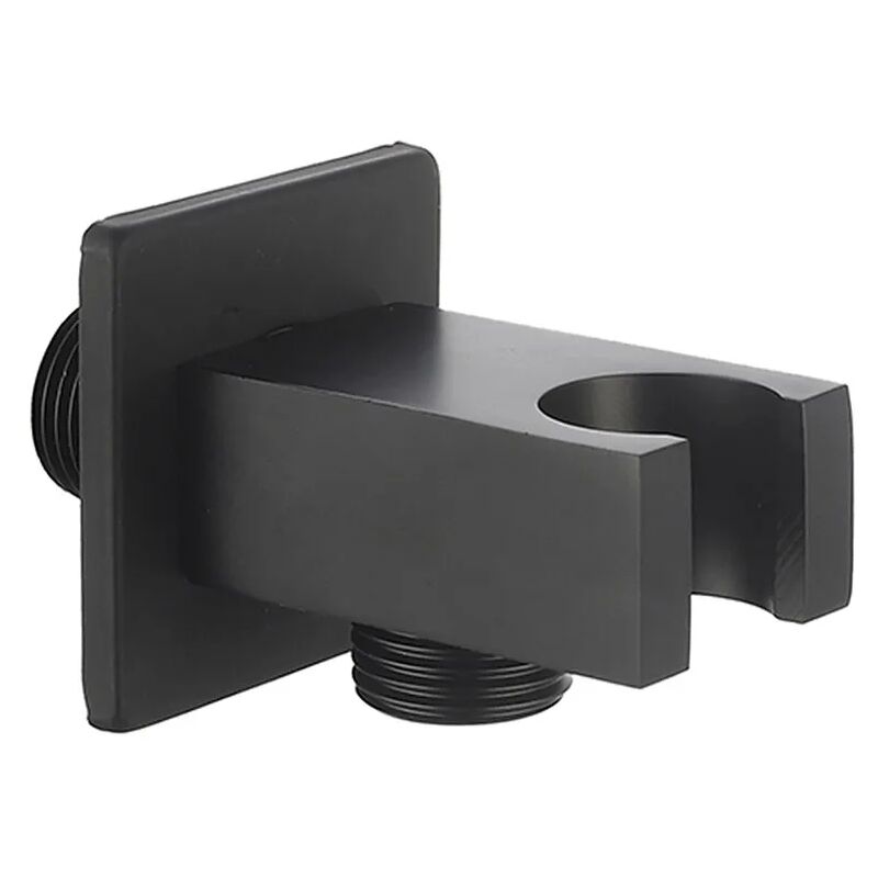 foto del prodotto supporto doccetta nero opaco con presa acqua design squadrato