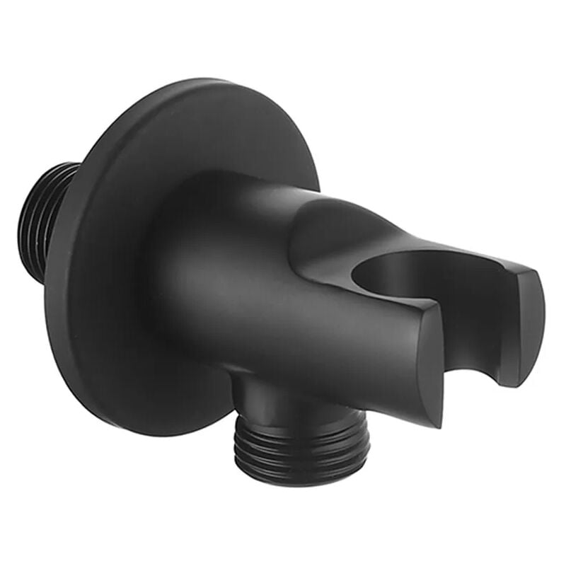 foto del prodotto supporto doccetta nero opaco con presa acqua design tondo
