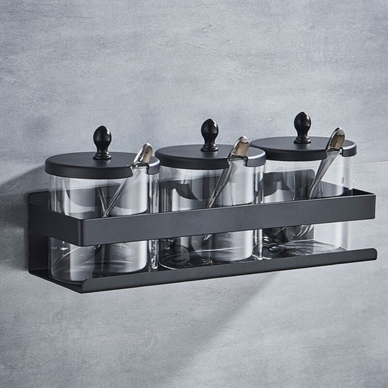 foto del prodotto supporto doccia autoadesivo senza foratura, supporto doccia per bagno, acciaio inox sus304, nero