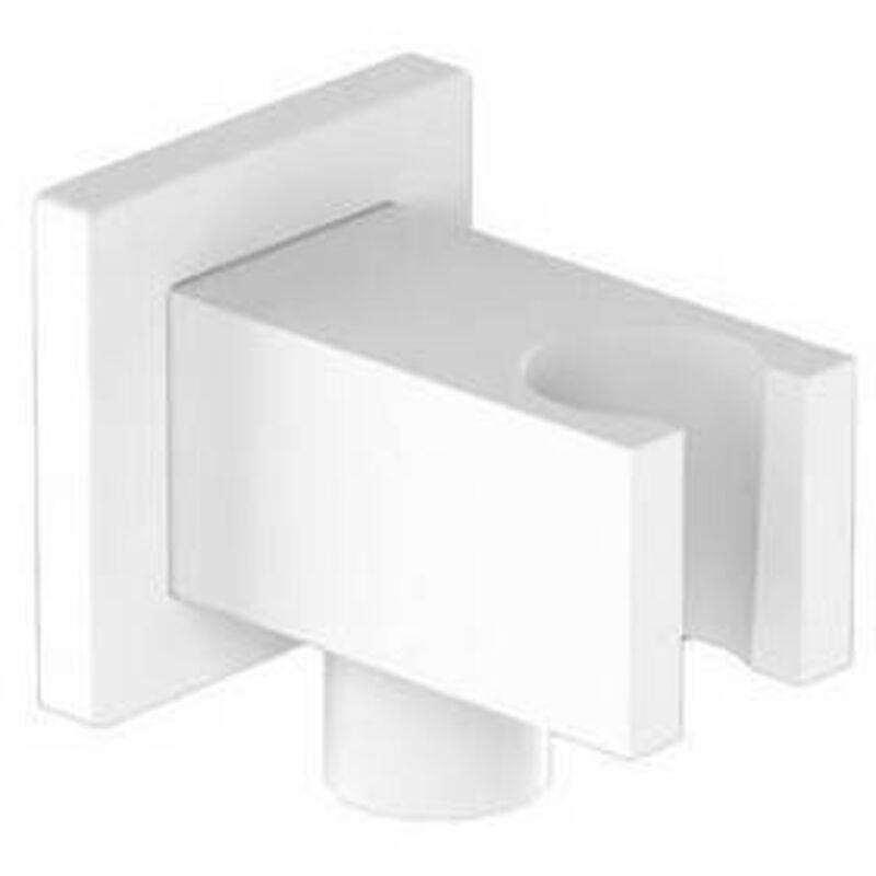 foto del prodotto supporto doccia minimale quadro con presa acqua bianco opaco