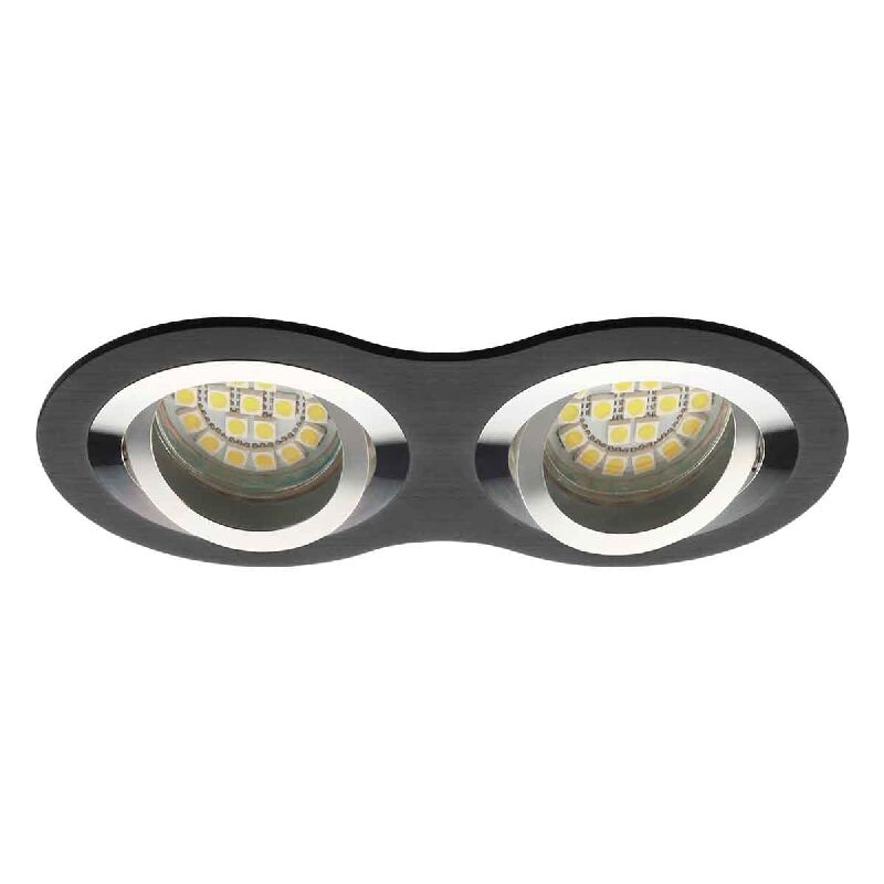 foto del prodotto supporto doppio incastratabile alluminio brossato rotondo gu5.3 gu10 ip20