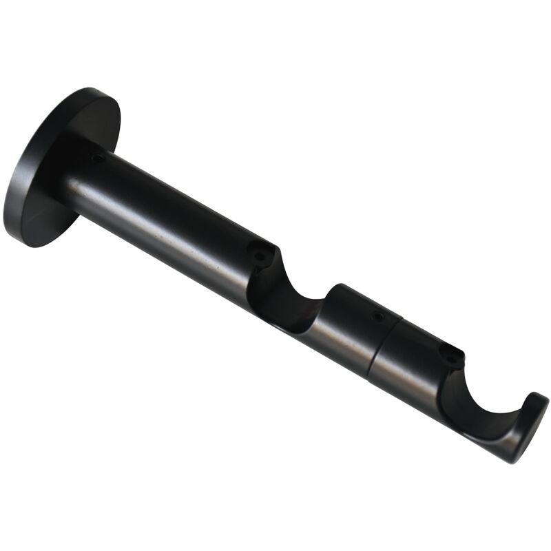 foto del prodotto supporto doppio per bastone per tende, con base in metallo, a 2 corsie, 20 mm, aperto, linea chicago, nero opaco gardinia