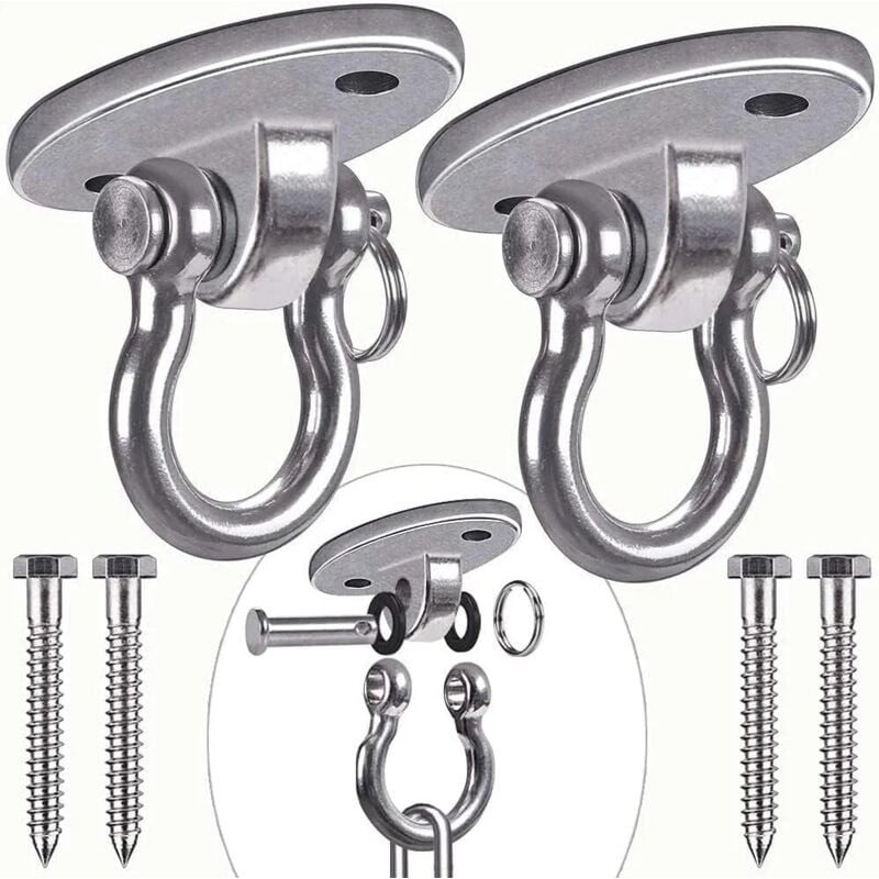 foto del prodotto supporto e fissaggio per amaca, 2 pezzi, acciaio inossidabile 304, gancio per soffitto per impieghi gravosi, ganci di sospensione, yoga, amaca, sedia