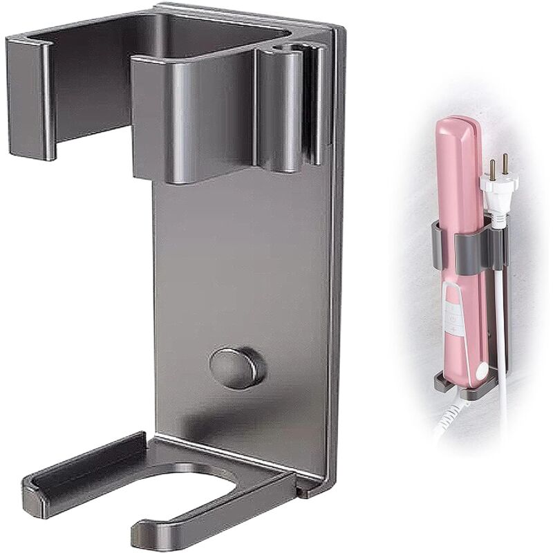 immagine 0 del prodotto supporto in metallo ferro arricciacapelli in acciaio inox, supporto a parete senza foratura per ferro arricciacapelli, piastra, supporto a parete