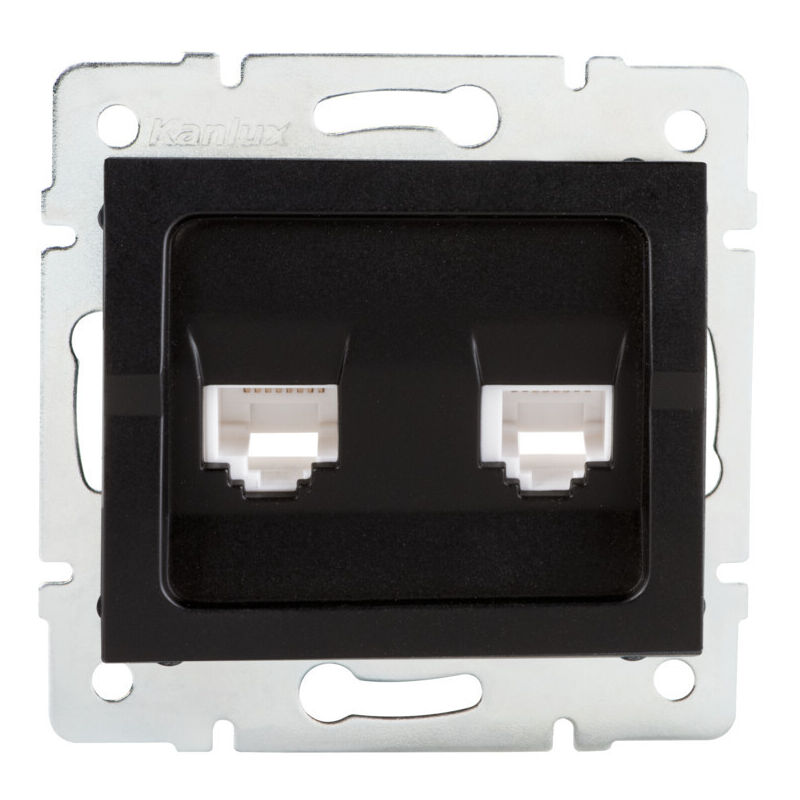 foto del prodotto supporto informatico doppio - 2x rj45 cat 5e - infisso - nero matt
