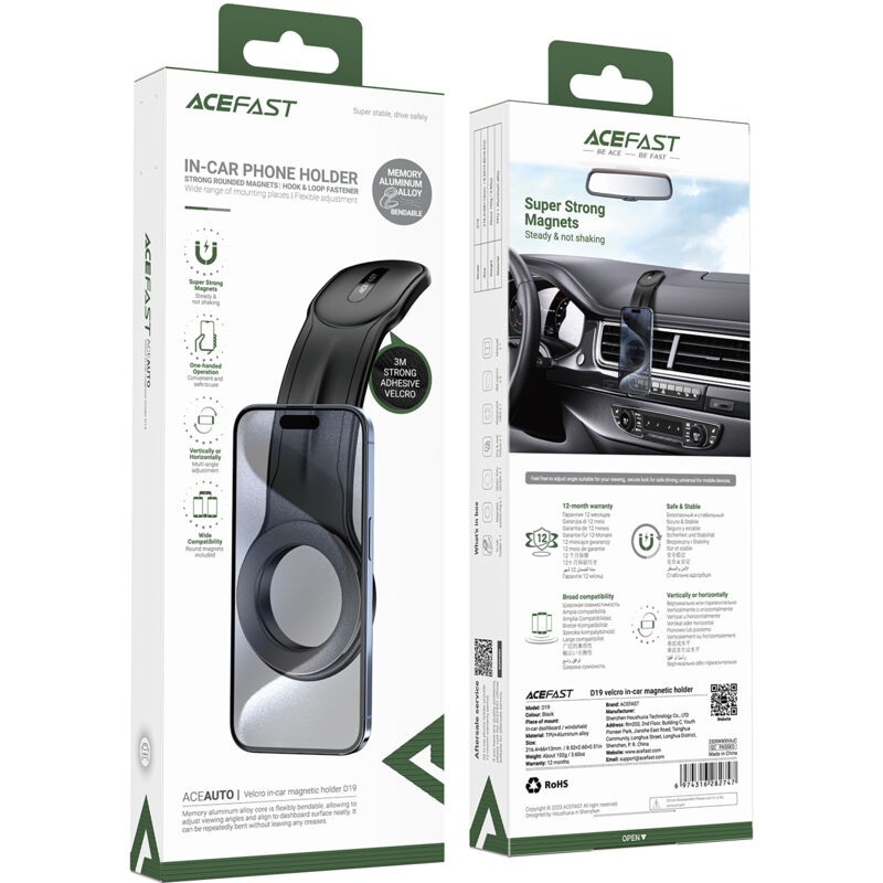 foto del prodotto supporto magnetico per telefono da auto per cruscotto, nero