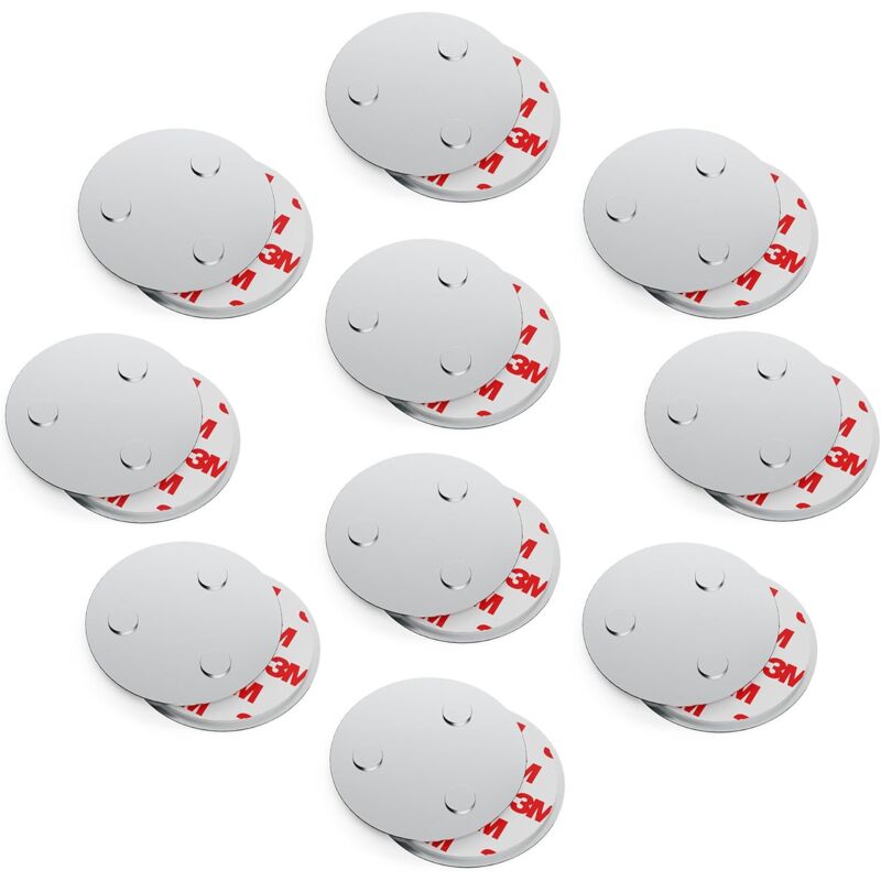 foto del prodotto supporto magnetico, supporto magnetico, utilizzo universale, magnetico e con foro, adatto per rilevatori di fumo, 60 mm, confezione da 10