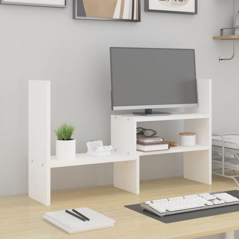 foto del prodotto supporto monitor bianco 39 72 x17x43 cm legno massello di pino vidaxl