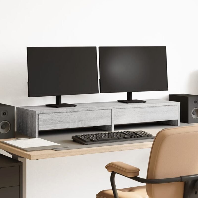 foto del prodotto supporto monitor con cassetti grigio 100x27x15 cm in truciolato vidaxl