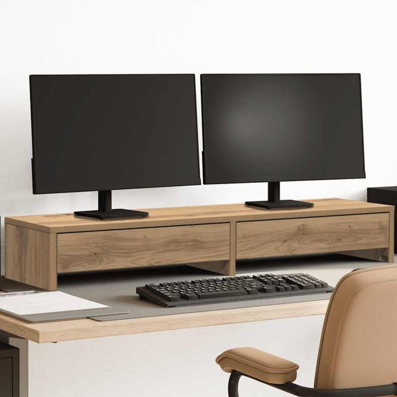 foto del prodotto supporto monitor con cassetti rovere 100x27x15 cm in truciolato vidaxl