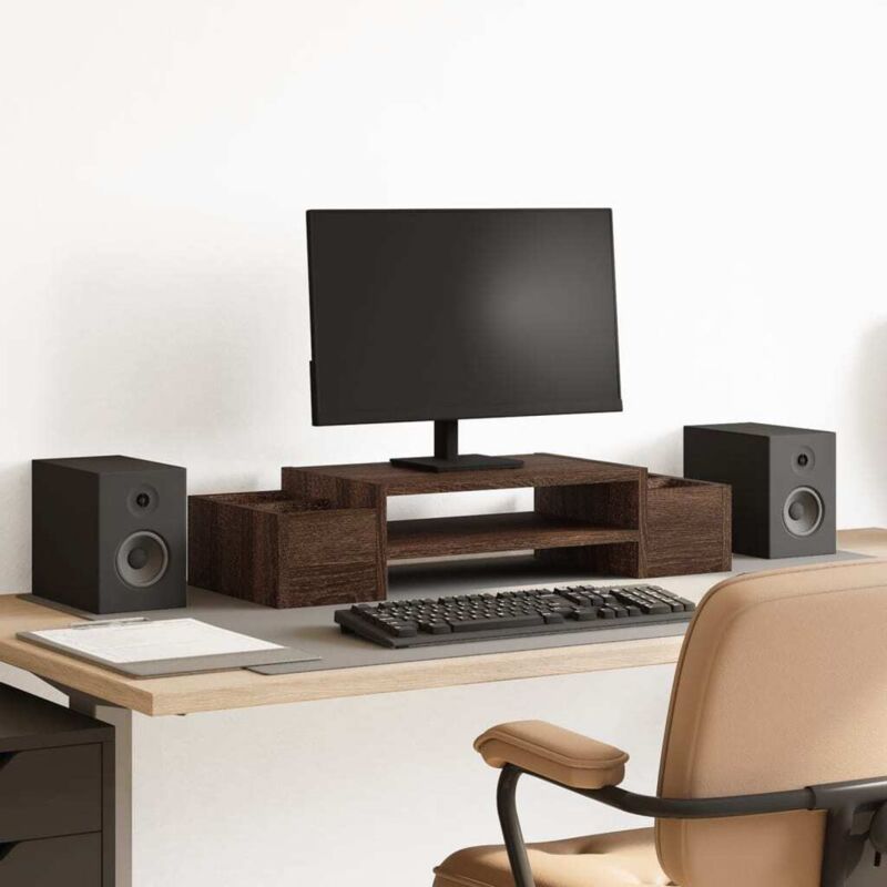 foto del prodotto supporto monitor con contenitore marrone 70x27x15 cm truciolato vidaxl
