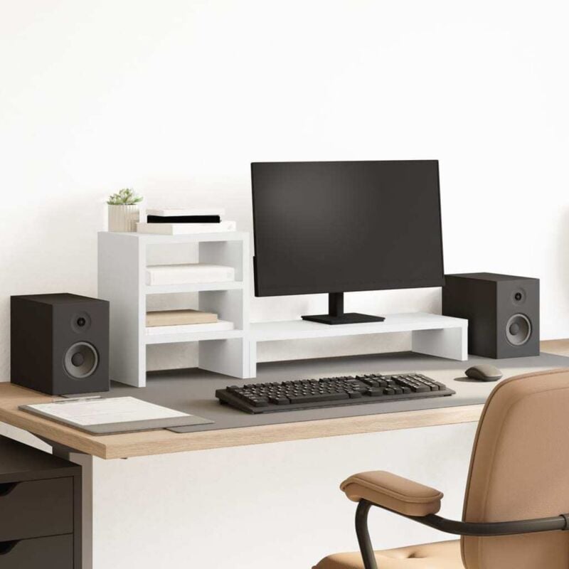 foto del prodotto supporto monitor con organizzatore bianco in truciolato vidaxl