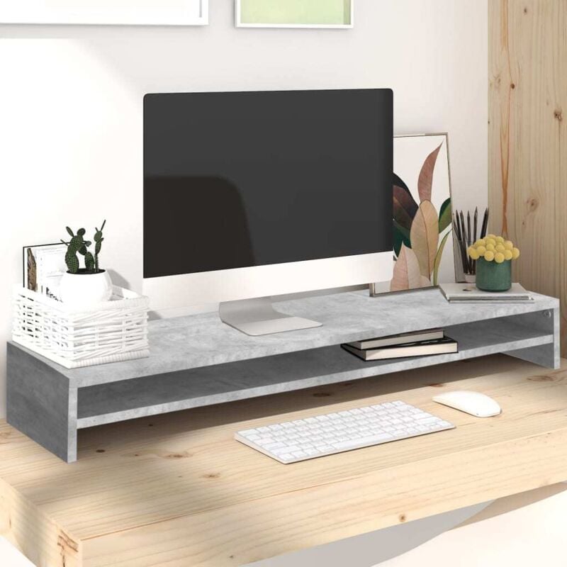 foto del prodotto supporto monitor grigio cemento 100x24x13 cm legno multistrato vidaxl
