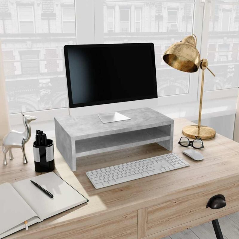 foto del prodotto supporto monitor grigio cemento 42x24x13 cm legno multistrato vidaxl