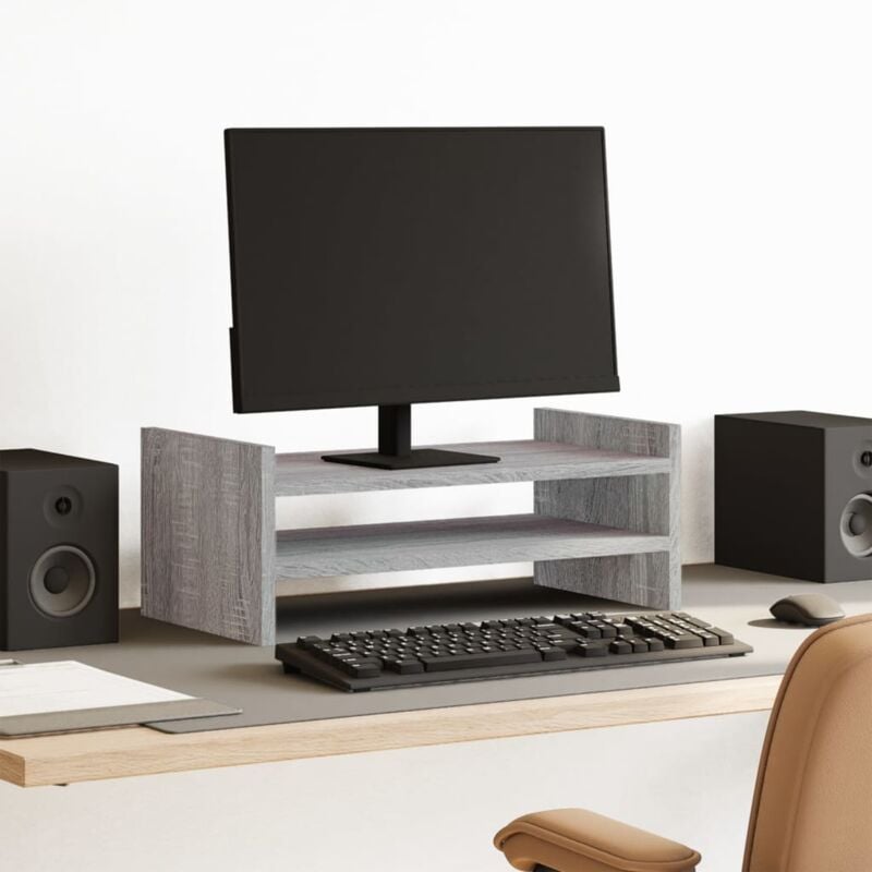foto del prodotto supporto monitor grigio sonoma 50x27x20 cm legno multistrato vidaxl