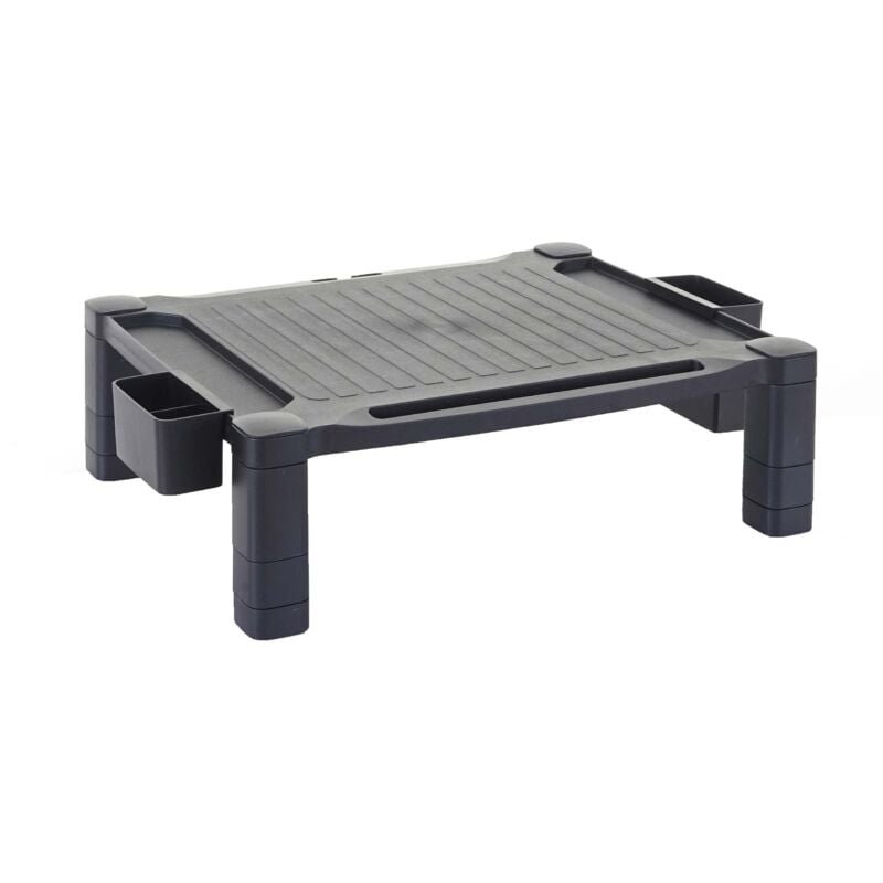 foto del prodotto supporto monitor in plastica supporto schermo rialzato schermo 13x43x33cm plastica nera 040001034