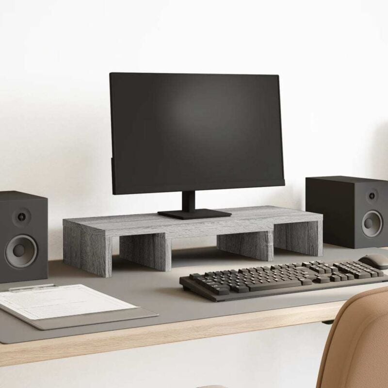 foto del prodotto supporto monitor regolabile grigio 60x24x10,5 cm in truciolato vidaxl