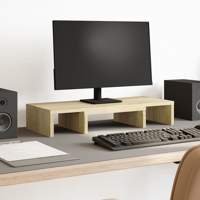 foto del prodotto supporto monitor regolabile rovere 60x24x10,5 cm in truciolato vidaxl