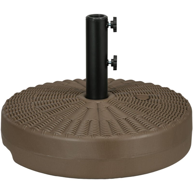 foto del prodotto supporto ombrellone con manopole incorporate in hdpe e acciaio marrone outsunny
