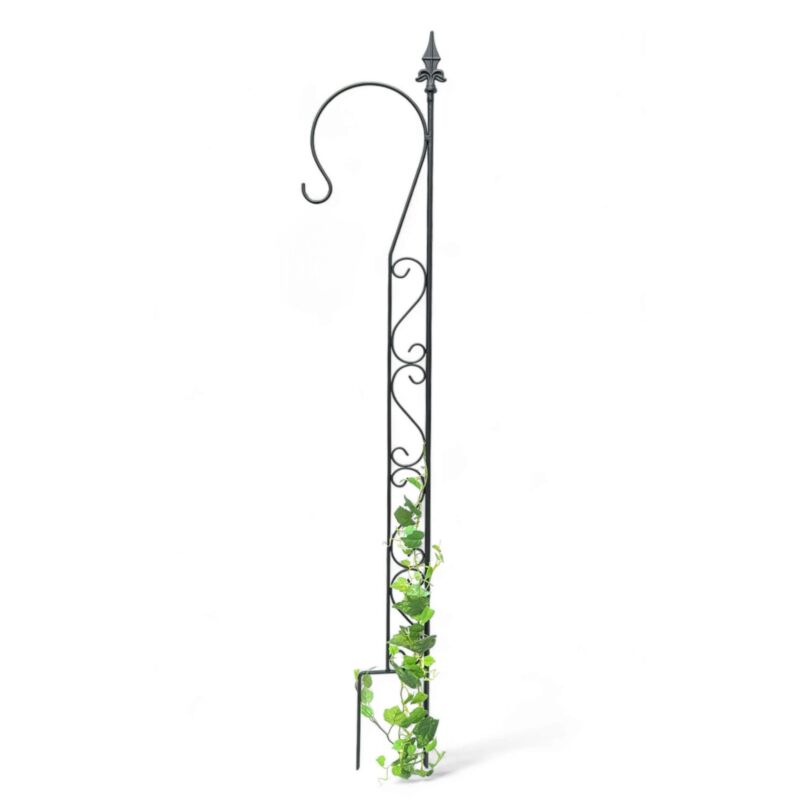 foto del prodotto supporto per arrampicata da giardino in metallo con 1 supporto nero traliccio per piante rampicanti 145 cm supporto per arrampicata con ganci