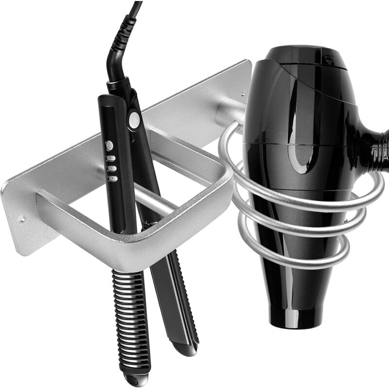 foto del prodotto supporto per asciugacapelli da parete in alluminio ymyny organizer per asciugacapelli, supporto per piastra per capelli, set di mensole per bagno con