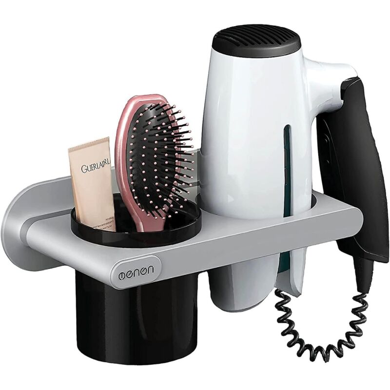 foto del prodotto supporto per asciugacapelli, supporto per asciugacapelli, supporto per strumenti per la cura dei capelli a parete, asciugacapelli da bagno