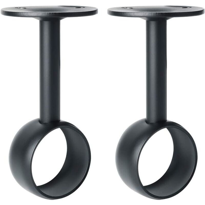 foto del prodotto supporto per asta per tenda, supporto per asta per guardaroba con viti, montaggio a soffitto per tenda e guardaroba, acciaio inox nero opaco,