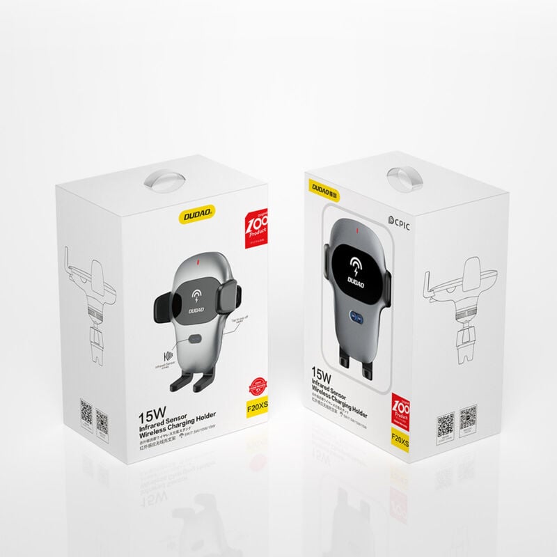 foto del prodotto supporto per auto con caricabatterie wireless qi 15w grigio