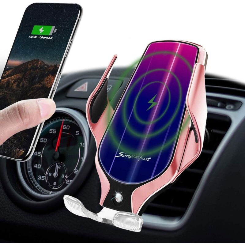 foto del prodotto supporto per caricabatterie wireless per auto, supporto per telefono cellulare con bloccaggio automatico e ventilazione, supporto per auto qi da 10 w